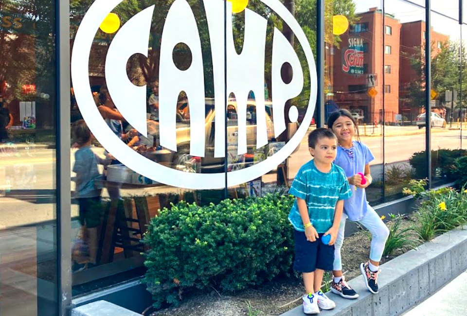 Checking out CAMP's new immersive experience in Chicago. Photo by Maureen Wilkey for Mommy Poppins