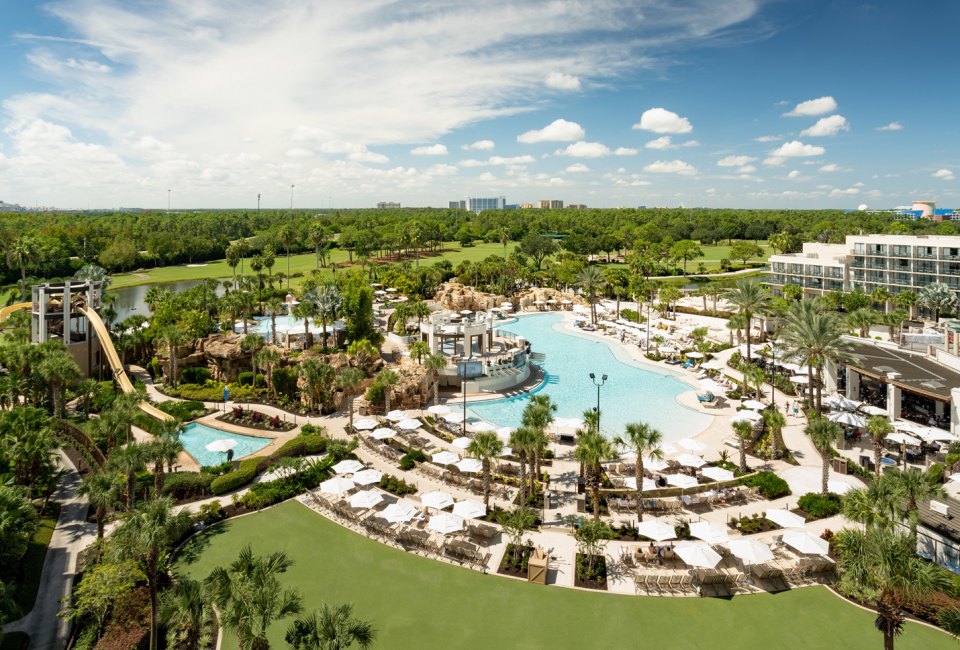 The massive new River Falls Water Park has opened at Orlando World Center Marriott just in time for spring break.