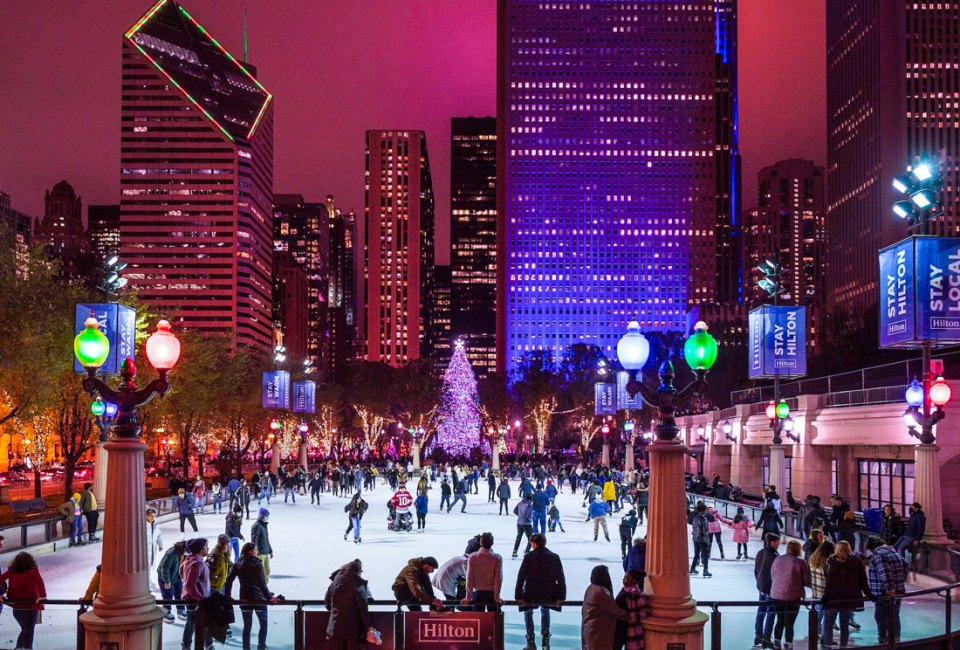 Ice skating is always a festive thing to do on Christmas Day. Photo courtesy of the  McCormick Tribune Ice Rink