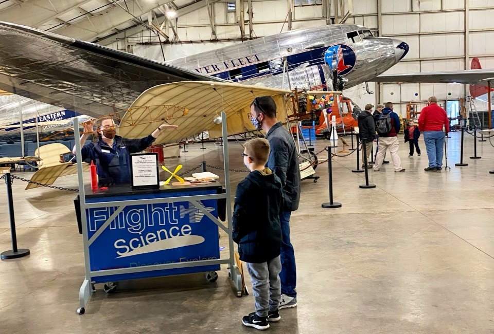 Staff members are on hand to explain the historic aircraft. Photo courtesy of the New England Air Museum