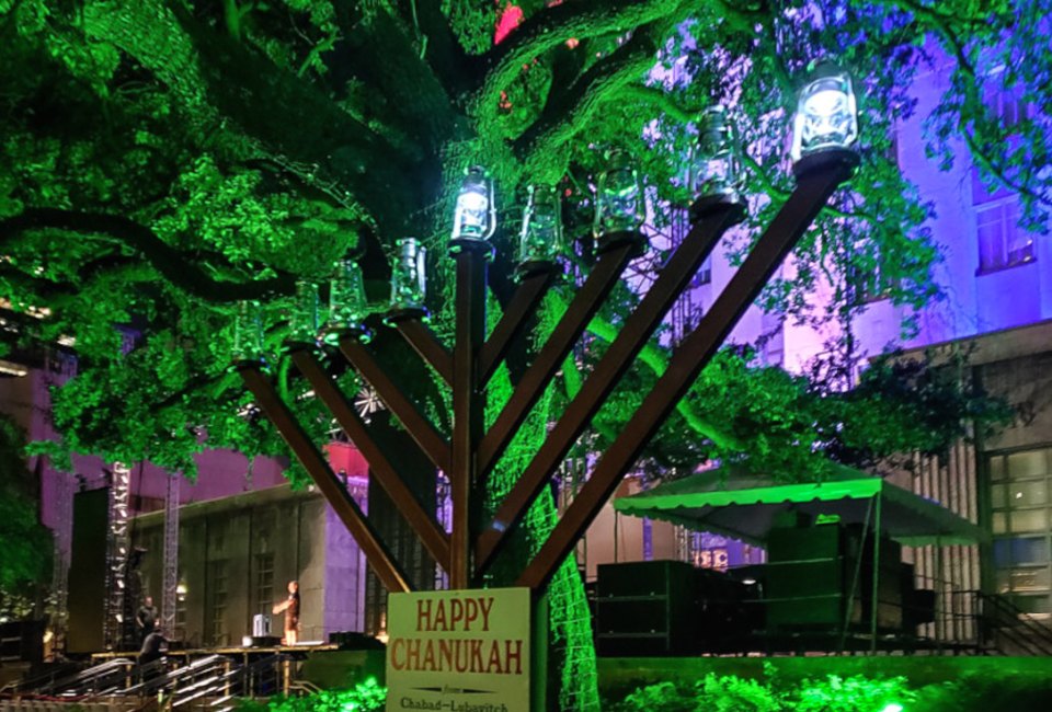 Celebrate the start of Hanukkah this weekend with a menorah lighting at City Hall. Photo courtesy of Houston City Hall 
