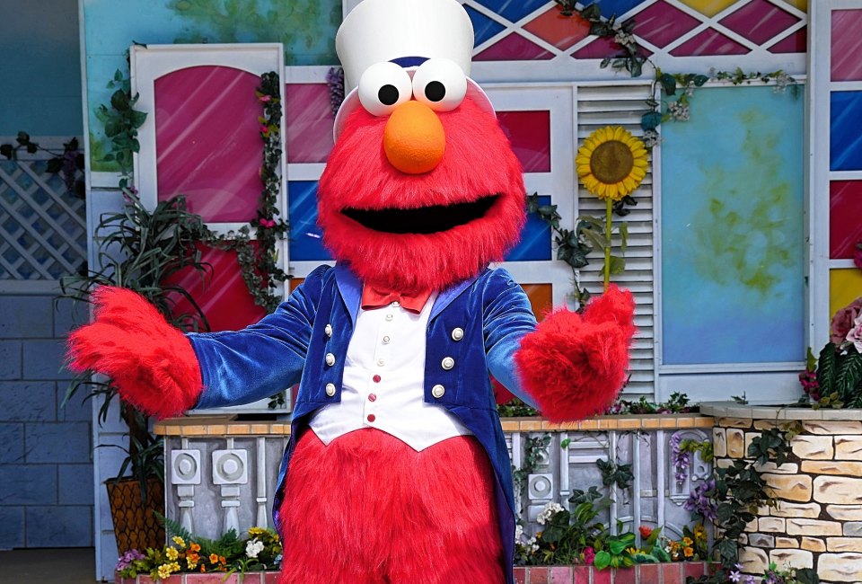 “C is for Celebrate” with fireworks at Sesame Place. Check out Elmo's new holiday outfit! Photo courtesy of Sesame Place