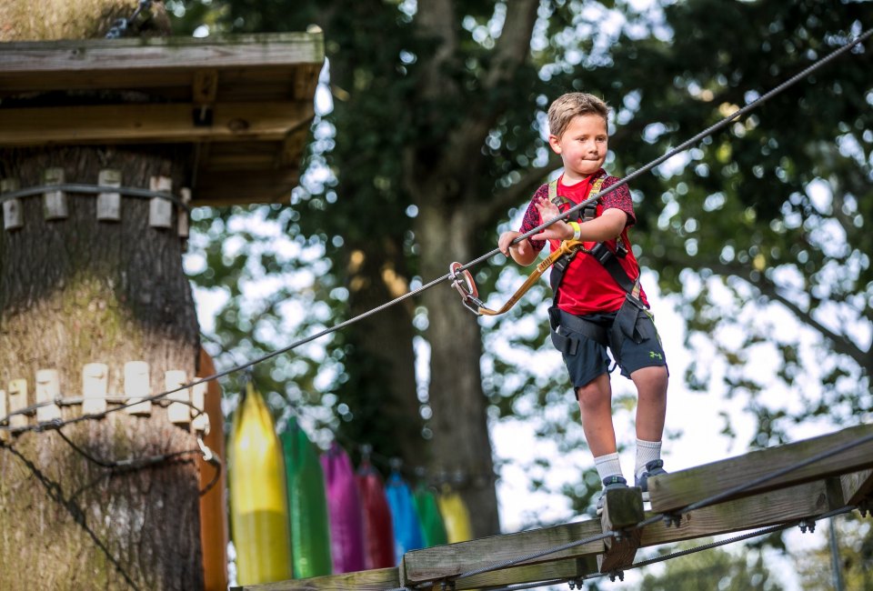 Challenge the rope bridge and zip line at Elmwood Park Zoo. Photo courtesy of the zoo
