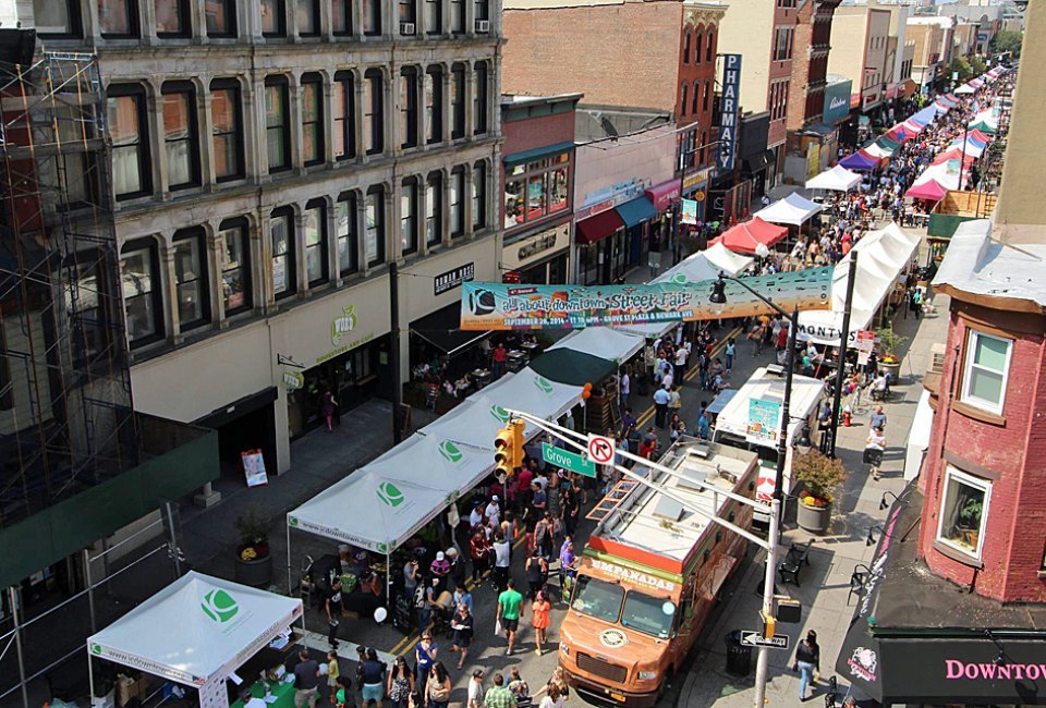 Jersey City's downtown is transformed into a blocks-long street fair for the All About Downtown festival. Photo courtesy of the event