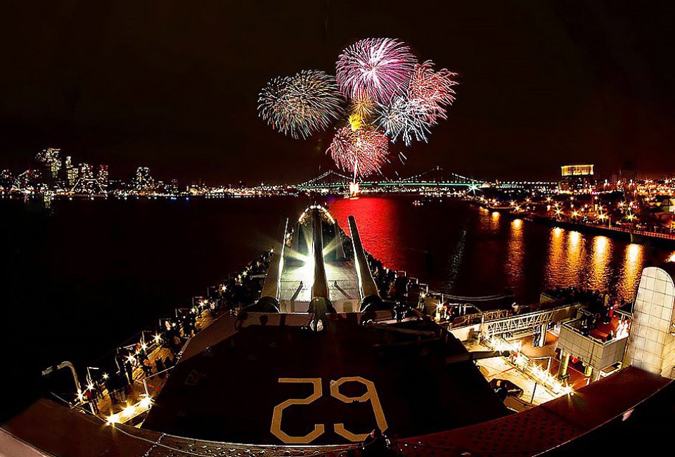 Climb aboard the Battleship New Jersey for the best view of the Delaware River fireworks on New Year's Eve. Photo courtesy of Battleship New Jersey
