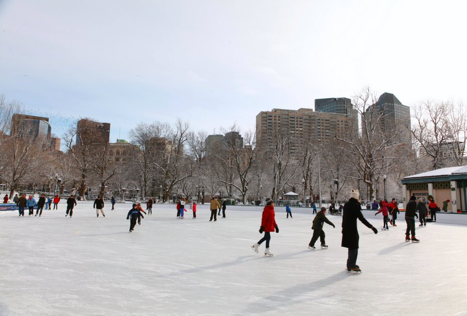 Join the skaters at Boston Common Frog Pond. Photo courtesy of Massachusetts Office of Travel & Tourism