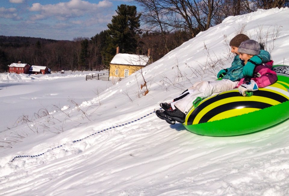 There is fun to be had, indoors and outside, on Christmas Day in Boston! Snowtubing at Fruitlands, photo courtesy of the Massachusetts Office of Tourism.