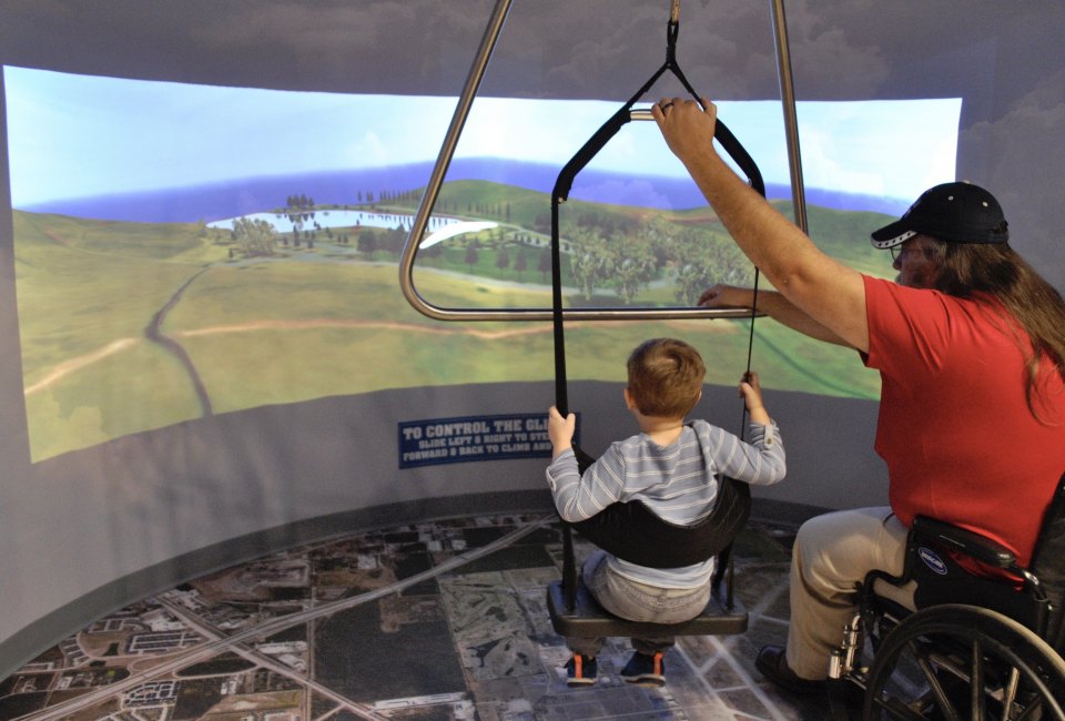 The hang gliding simulator is open at the Lone Star Flight Museum. Photo by Ashley Jones