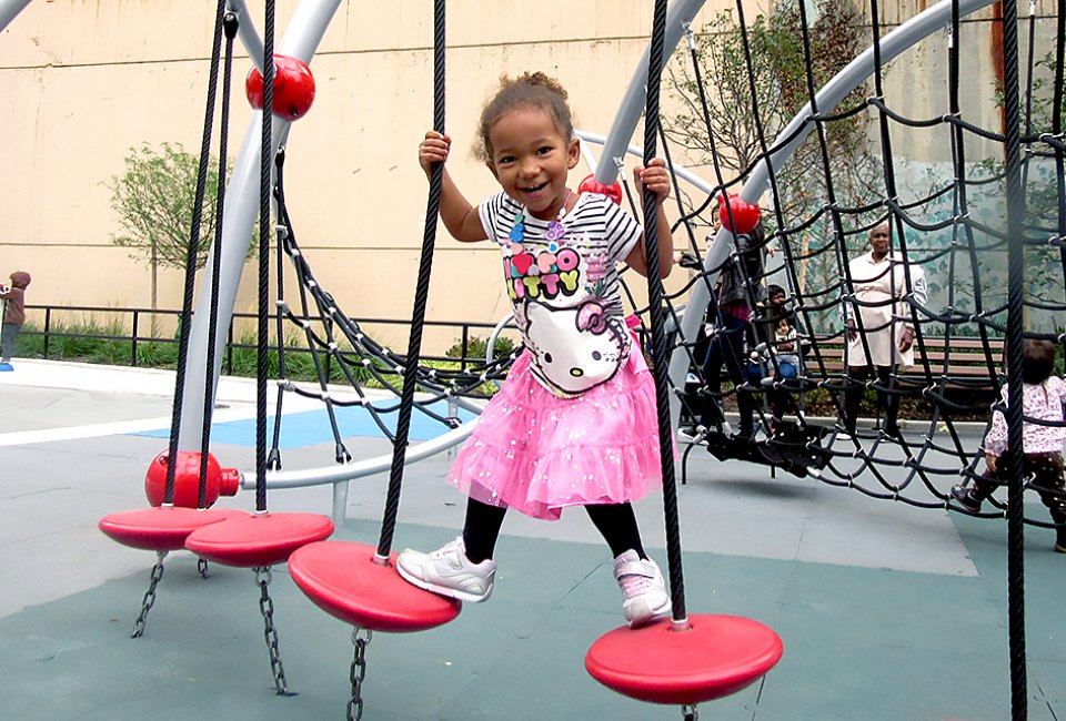 Find your balance at Gertrude Ederle Playground.