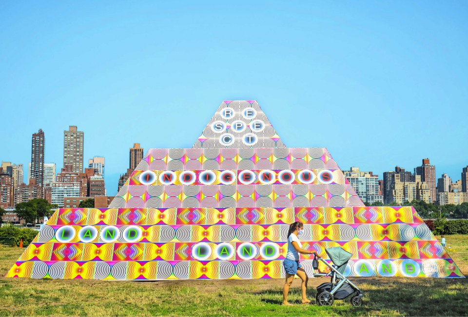Jeffrey Gibson; 'Because Once You Enter My House It Becomes Our House;' 2020; Courtesy the Artist; Socrates Sculpture Park; Sikkema Jenkins & Co., NY; Kavi Gupta, Chicago; Roberts Projects, LA; Image by Scott Lynch