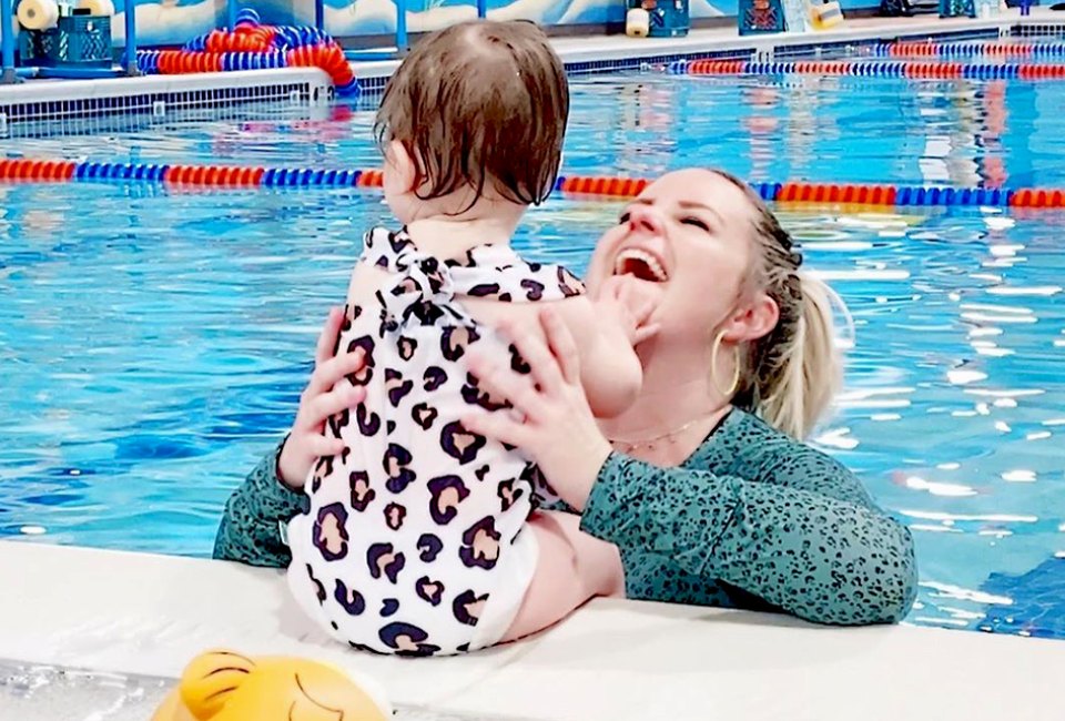 Hop in the pool with the Goldfish Swim School for mommy-and-me swimming lessons on Long Island.