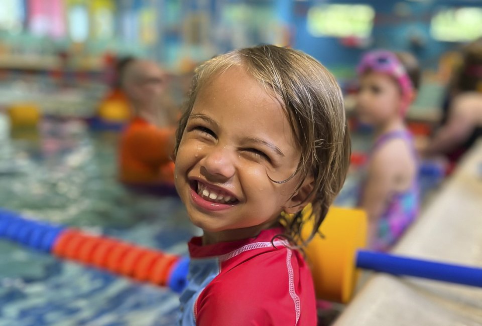Greater Boston swimming classes for babies and toddlers teach important skills. Photo courtesy of Goldfish Swim School