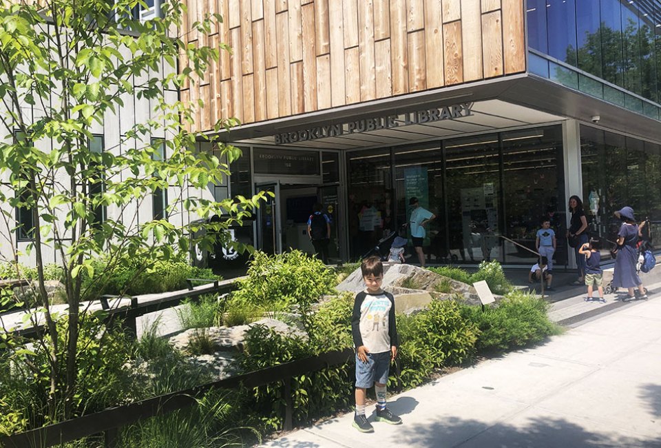 The Greenpoint Public Library and Environmental Center is striking indoors and out.