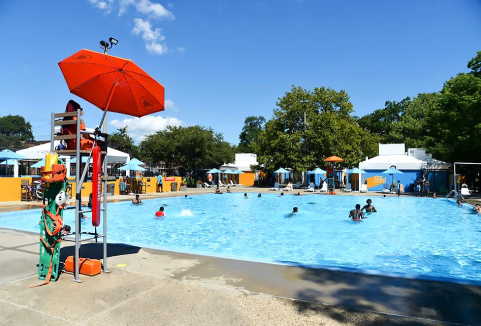 Head to the Bronx's Haffen Pool, one of our favorite free pools in NYC, to enjoy a day of swimming and splashing.