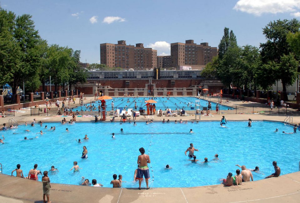 Beat the heat with a visit to a recently reopened NYC outdoor pool. Photo of Hamilton Fish pool by Daniel Avila/NYC Parks