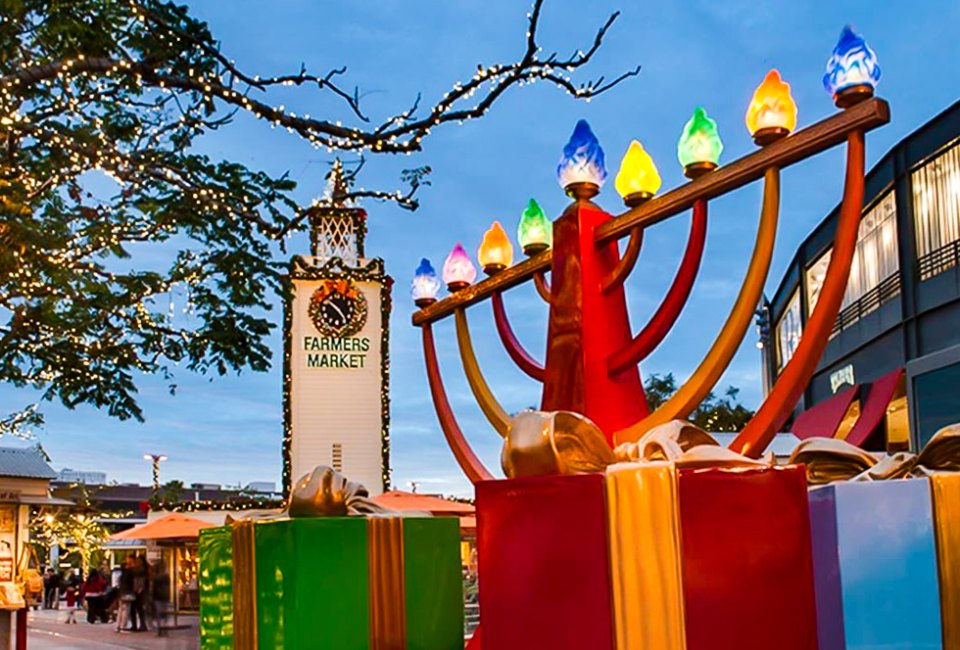 Celebrate Hanukkah with music, crafts, and building a giant Lego menorah. Photo courtesy of the Original Farmers Market