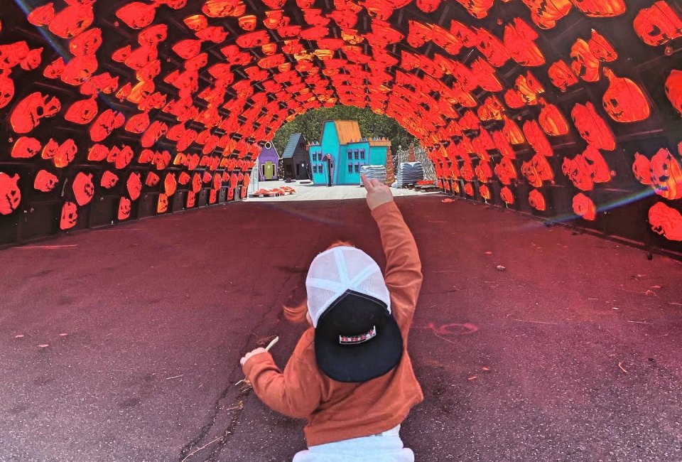 Toddle through the pumpkin tunnel to all the fun that awaits. Photo courtesy of Haunt O' Ween LA