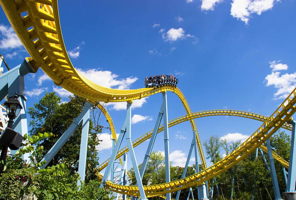 Hersheypark's Skyrush reaches speeds of up to 75 mph and includes five zero-G airtime hills.