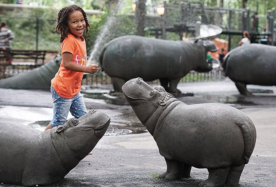 Splash with the hippos at the Upper West Side's Hippo Playground.