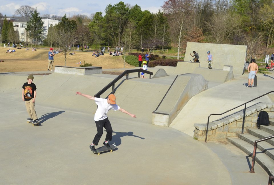 Historic Fourth Ward Skate Park was designed with input from the local skateboard community and received funding from Tony Hawk's foundation. Photo by Bill Leffler