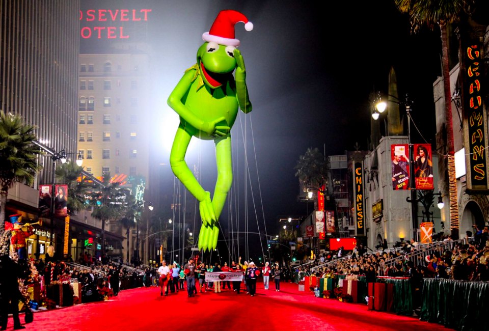 Kermit the Frog here, on Hollywood Boulevard. Photo courtesy of the Hollywood Christmas Parade