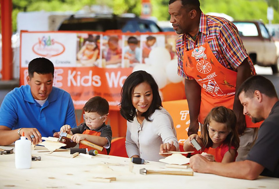 Home Depot stores offer kids' workshops on the first Saturday of the month. Photo courtesy of Home Depot
