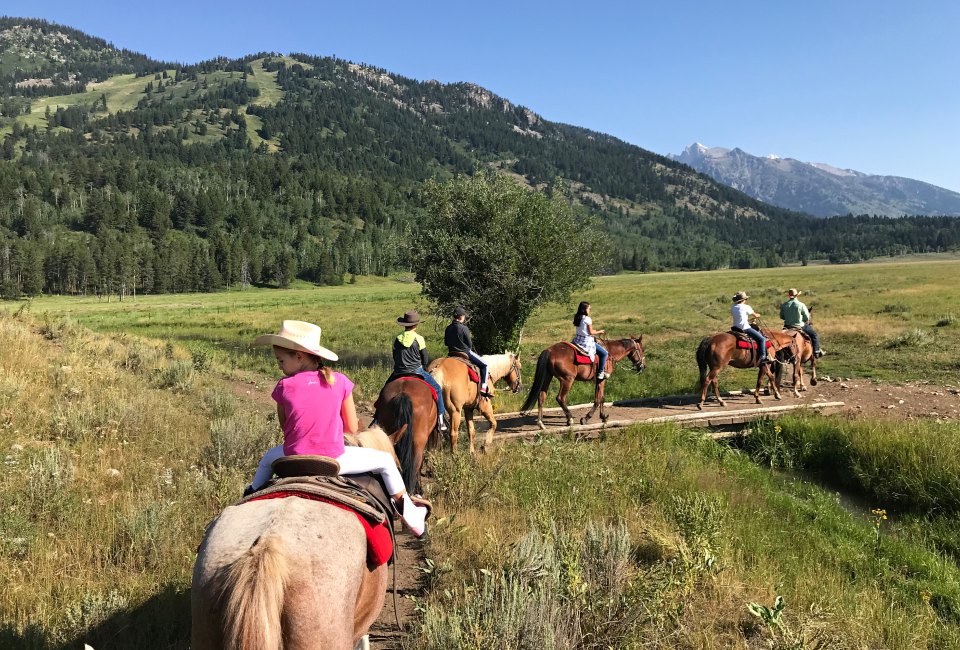 Large family groups can sign up for horseback riding adventures along the Teton foothills. All photos courtesy of the author