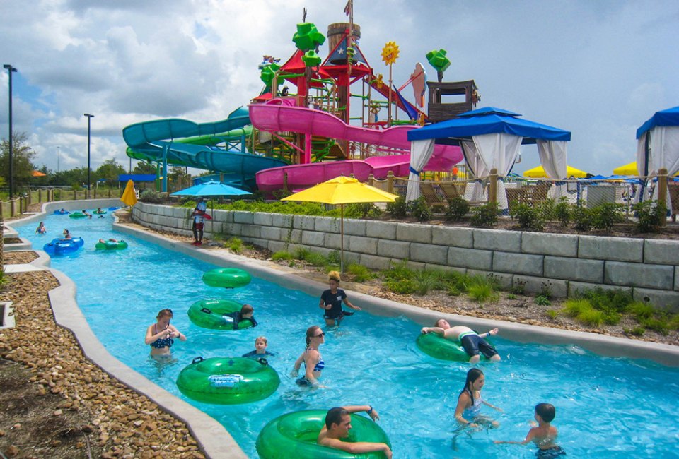 Where to Find Pools with Lazy Rivers in Houston Typhoon Texas has a big lazy river inside its Houston-area waterpark. Photo courtesy of Typhoon Texas Waterpark.