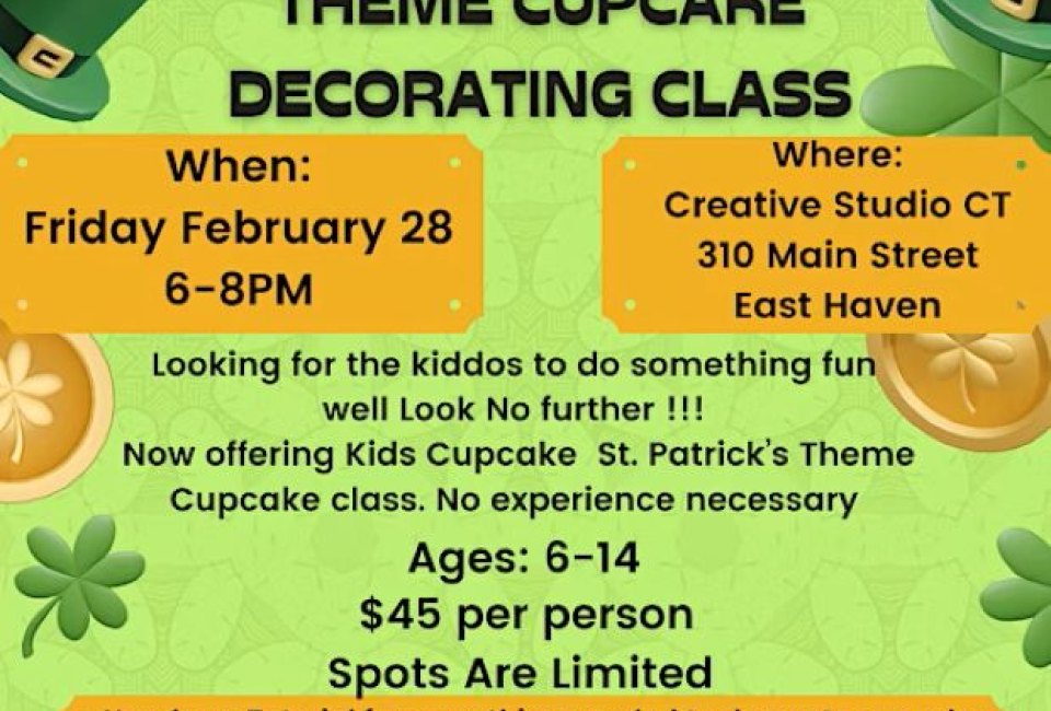 Kids St. Patrick's Cupcake Decorating at Cherie's Sweet Treats
