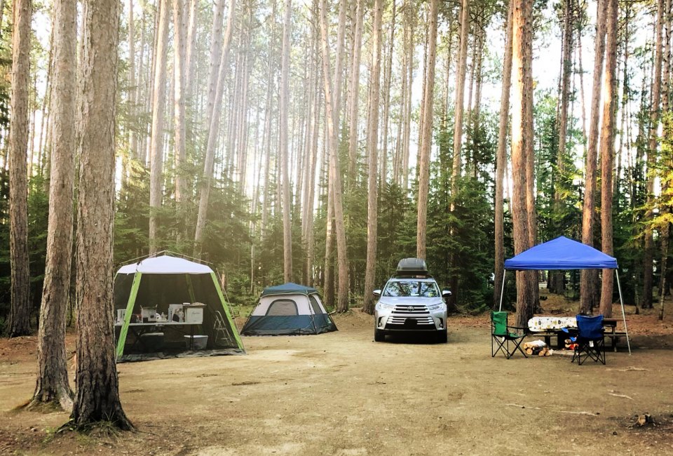 You'll be surrounded by woods at this Maine campground.
