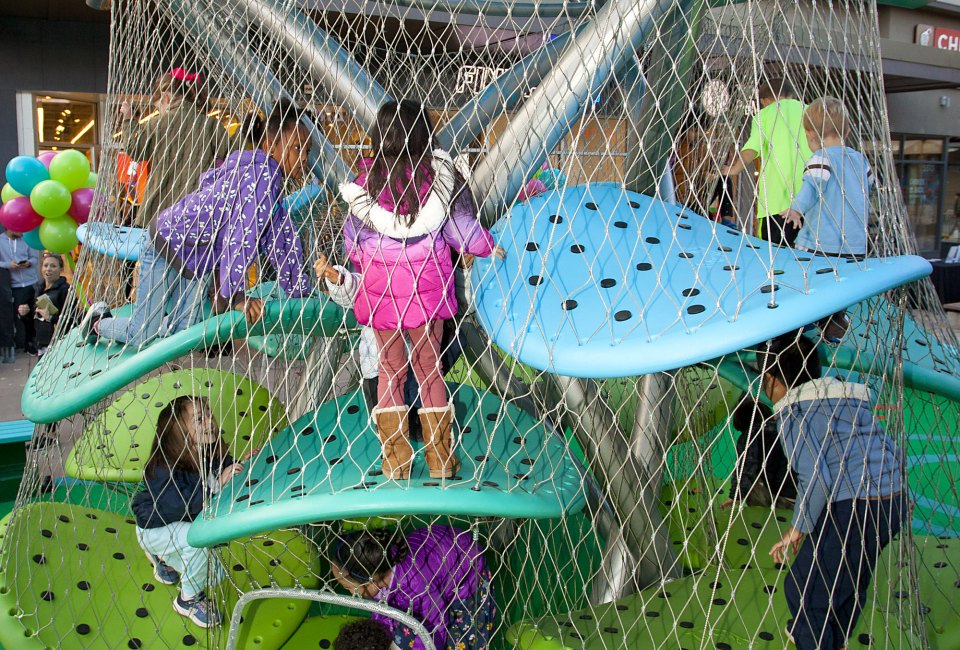 Kids can explore and climb safely on the new Luckey Climber at Cross County Shopping Center. Photo by Toby McAfee