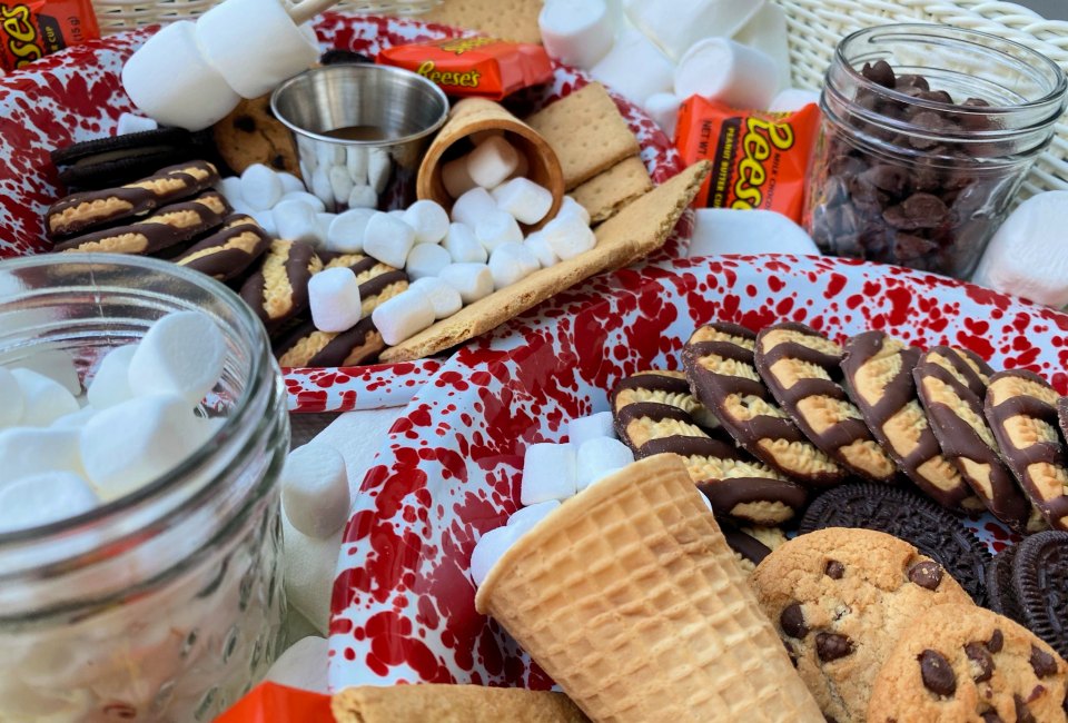 Dessert charcutterie boards, like this S'mores Board,  delight kids and parents alike.