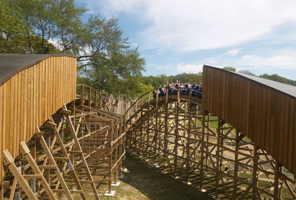 Wooden Warrior roller coaster at Quassy Amusement Park