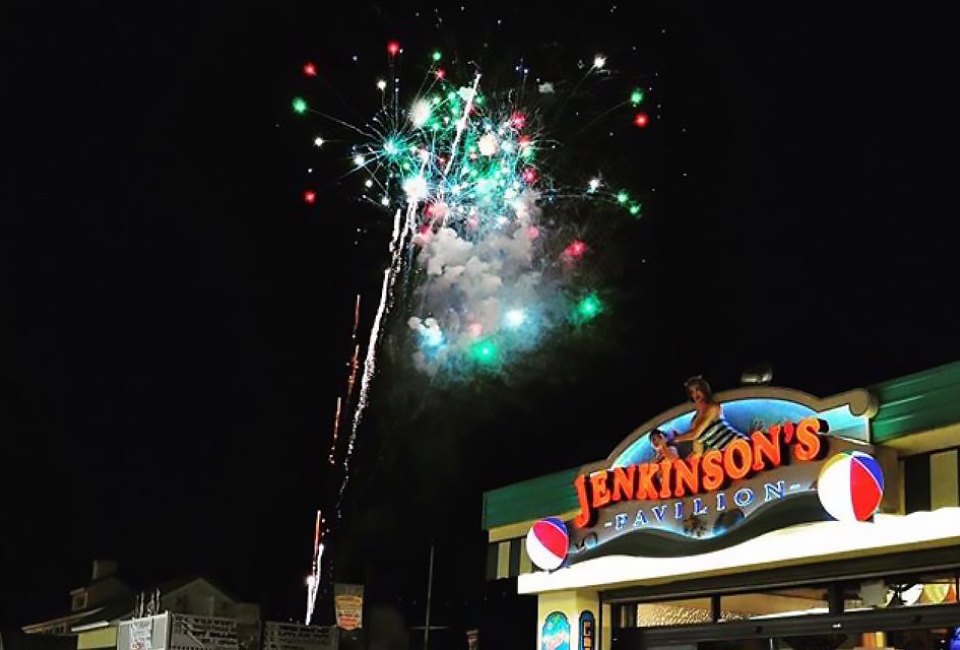 Jenkinson's Boardwalk lights up with fireworks on the 4th of July. Photo courtesy of Jenkinson's