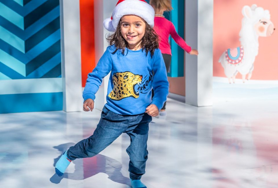 Winter Frolic features sock skating at Kidspace. Photo courtesy of the Kidspace Children's Museum 