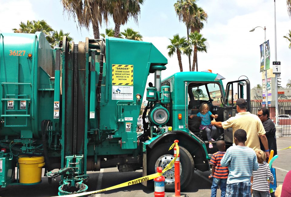 Kids get trucking on Earth Day.  Photo courtesy of LA Sanitation