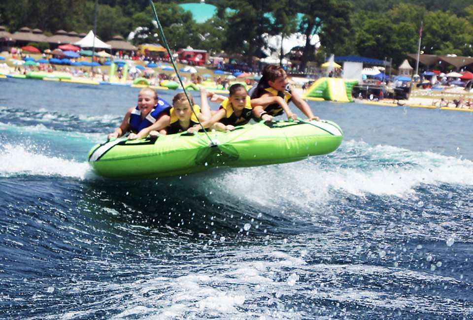Lakeview Marina offers motorboat-towed tubing adventures on Lake Hopatcong.