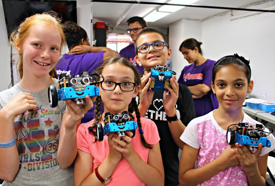 Launch Math + Science Centers offer exciting and educational one-week STEM summer camps for kids from Kindergarten to 7th grade (ages 5 to 12 years old). In mBot Robotics camp,  kids build, program, and keep their very own autonomous roving robots!