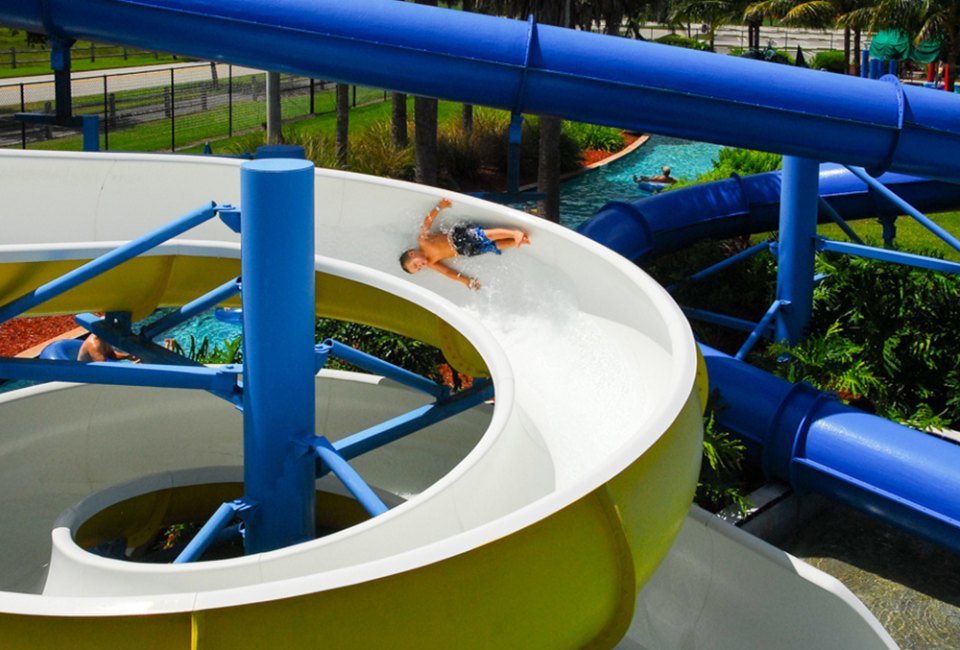 Thrill to one of the four water slides at Coconut Cove Waterpark and Community Center. Photo courtesy of the park