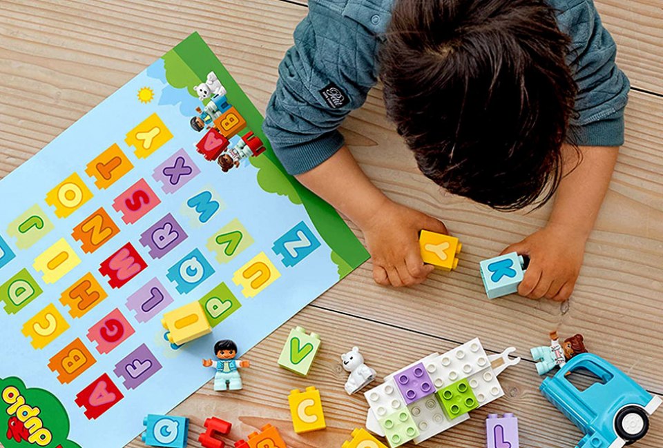 Introduce toddlers to their ABCs with these Lego Duplo alphabet bricks .