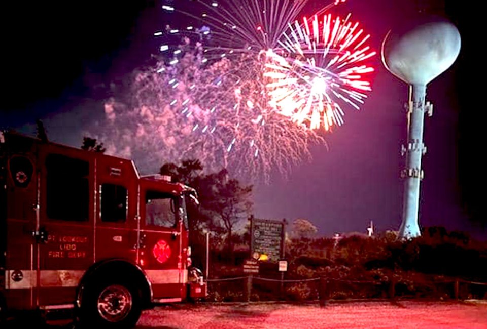 The Town of Hempstead hosts its annual Salute to Veterans event, which features a concert and fireworks display. Photo courtesy of the Point Lookout Lido FD
