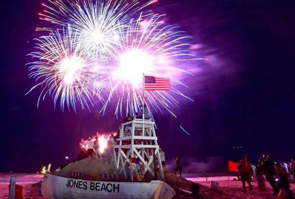 Enjoy an amazing fireworks display over the ocean at Jones Beach. Photo courtesy of  NYS Parks and Historic Sites