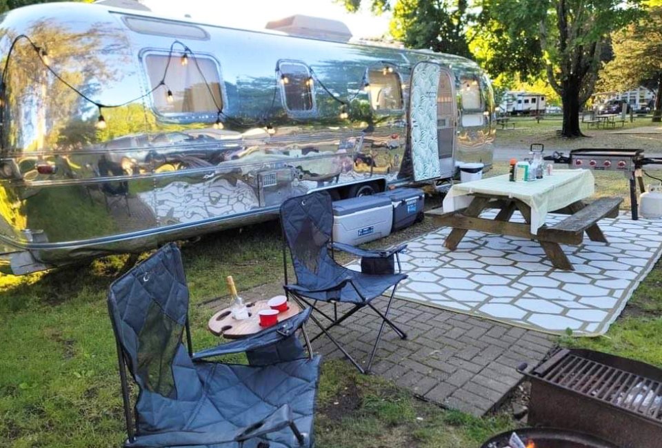 Rent a renovated airstream for a glamping experience at Nickerson Beach. Photo by Adam Panetta