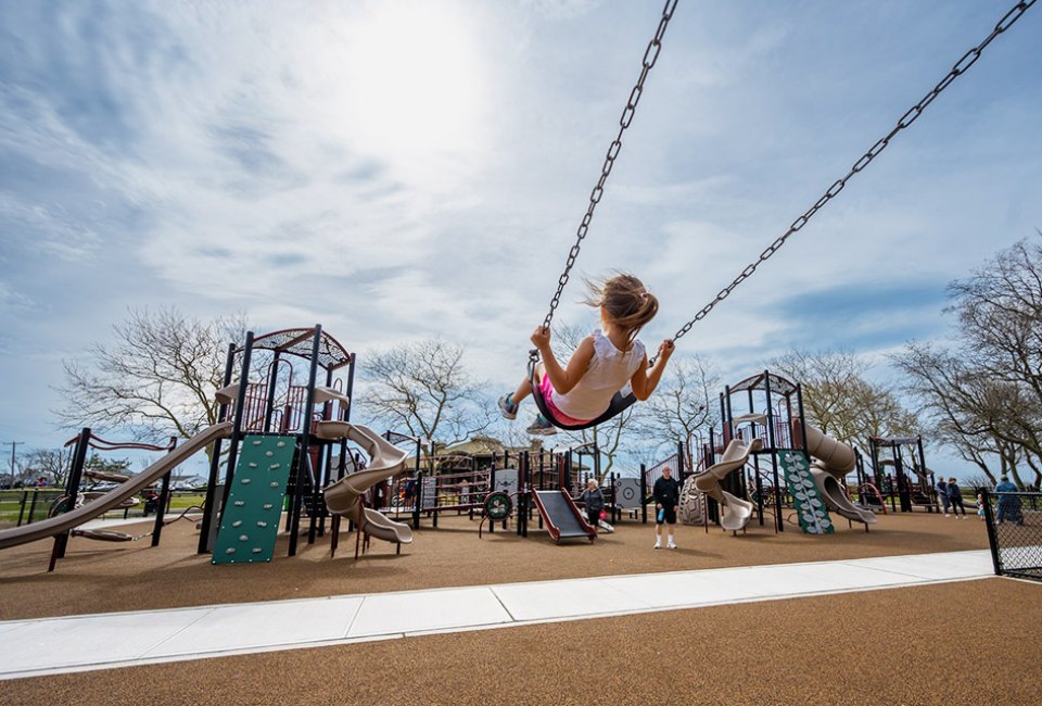 Sayville's new Marina Park playground offers gorgeous views and tons of romping space. Photo courtesy of the Town of Islip.