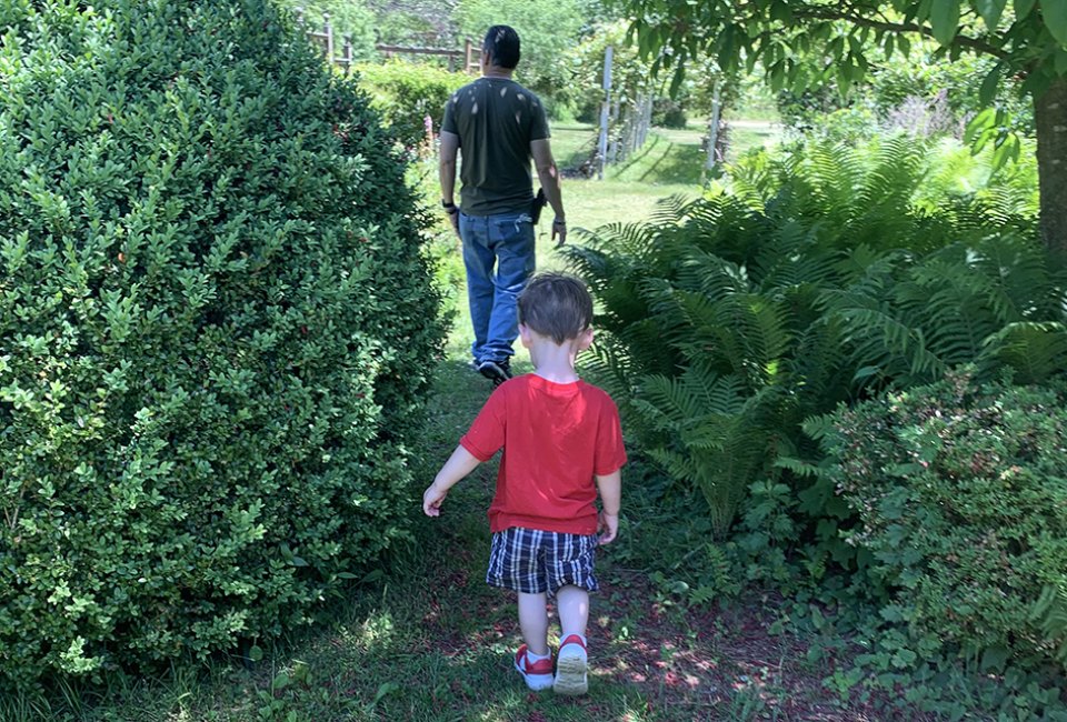 Hike through the grassy terrain at Sweetbriar Nature Center during a toddler-friendly hike on Long Island.