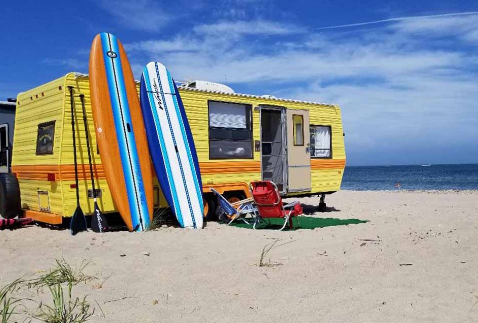 High-end campers from Long Island Glampers can take you to the outer beach in style. Photo courtesy of Long Island Glampers