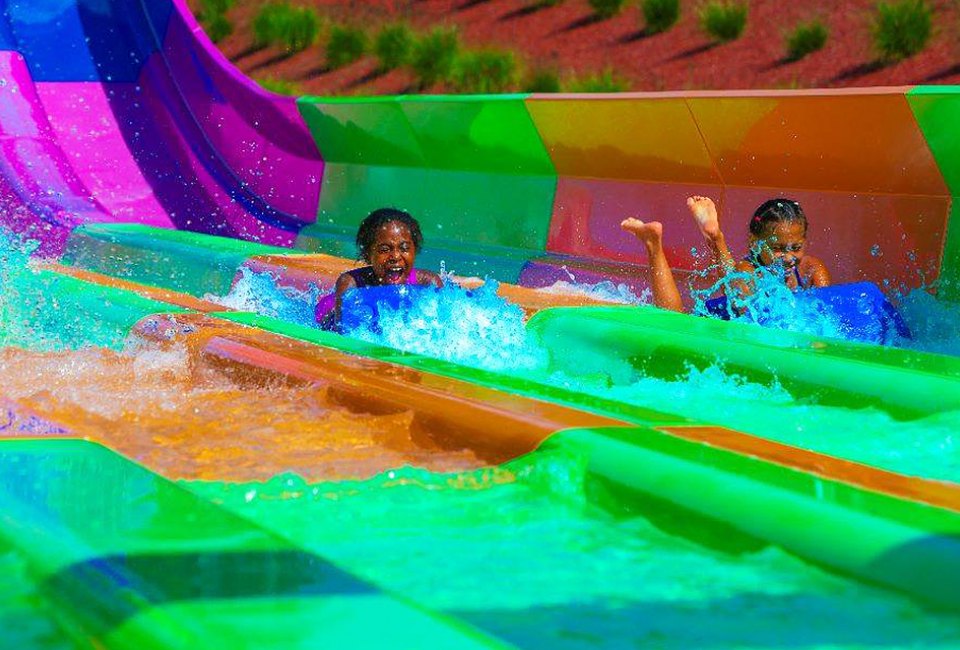 Take a thrilling final run down the water slide at Splish Splash in Calverton. Photo courtesy of the park