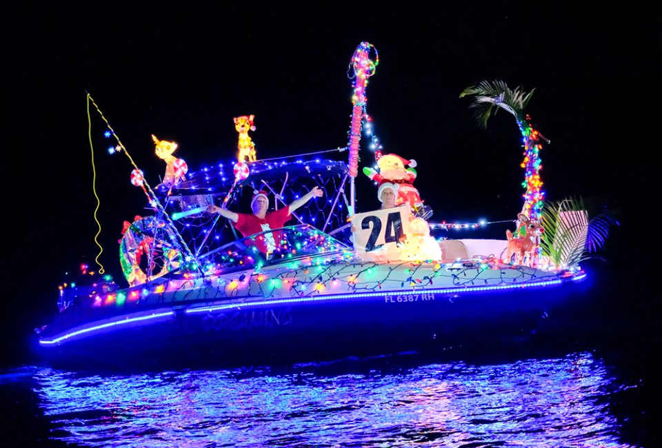 Enjoy the pageantry of the Holiday Boat Parade in Boynton Beach. Photo courtesy of the event