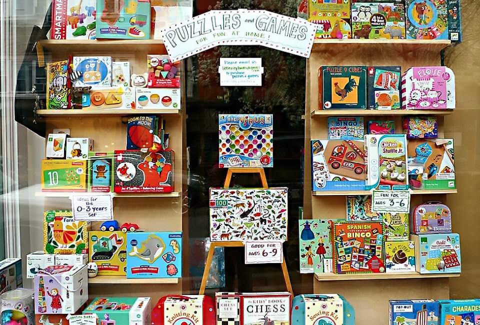 Hoboken's Little City Books offers plenty of page turners, plus toys and puzzles available for curbside pickup or delivery. Photo courtesy of the shop
