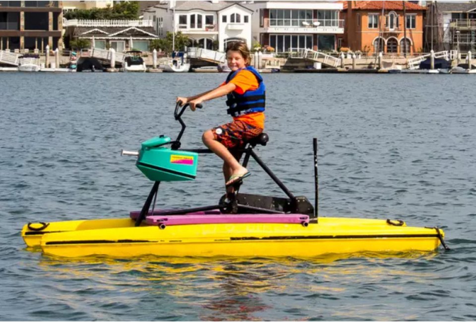 Why follow a path, when you can bike anywhere? Photo courtesy of Long Beach Waterbikes